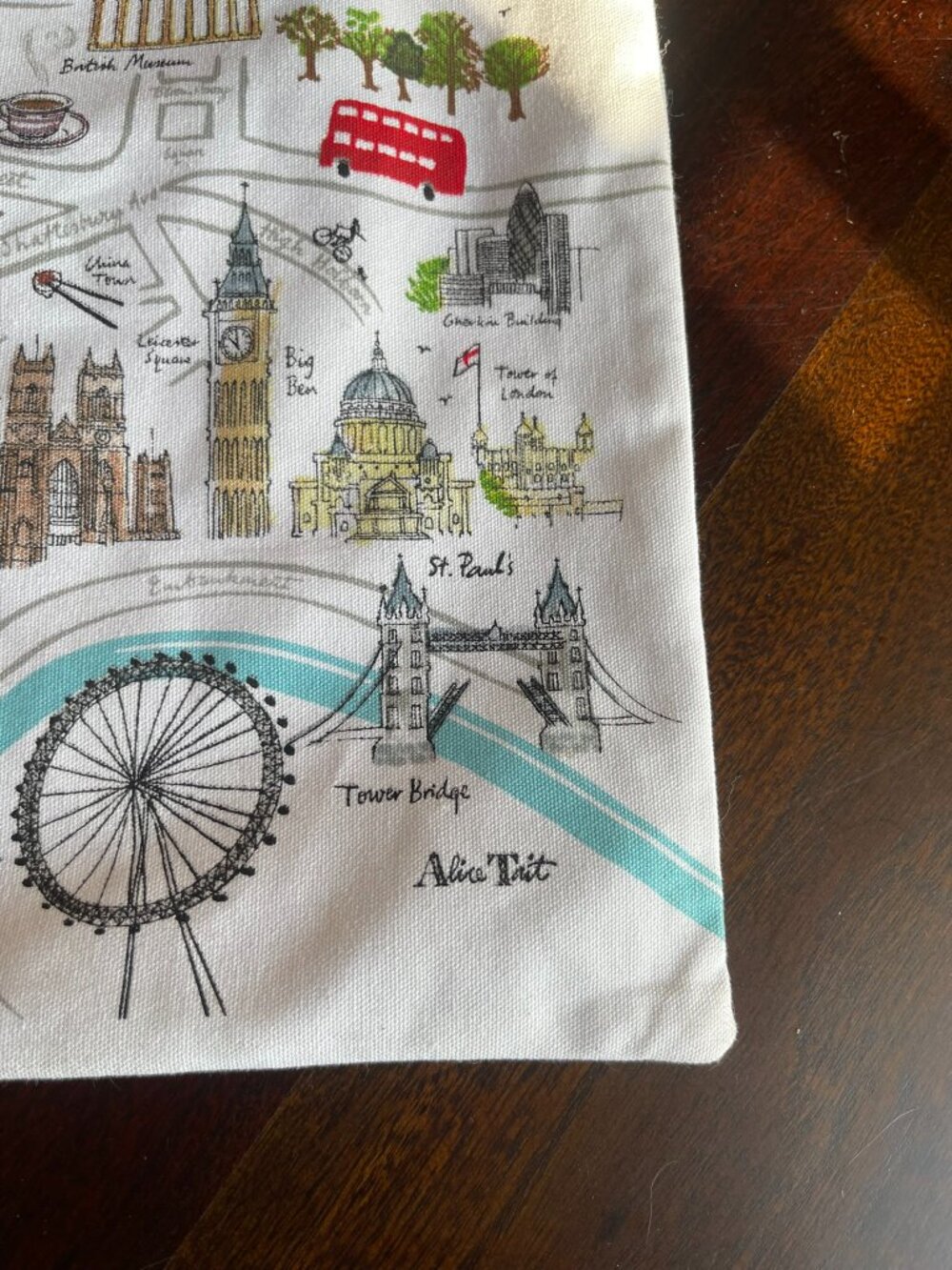 Alice Tait Whimsical London Map Canvas Shopper Tote Qty 2 - Picture 7 of 8